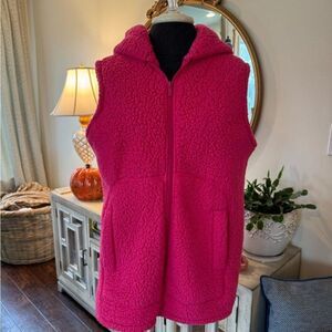 Zenana Pink Sherpa Hooded Vest